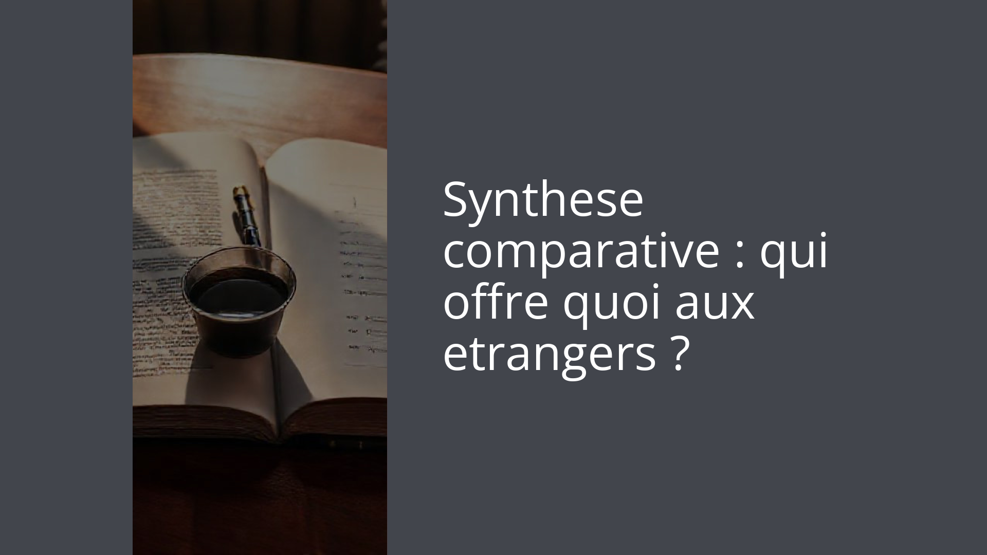 Synthese comparative : qui offre quoi aux etrangers ?