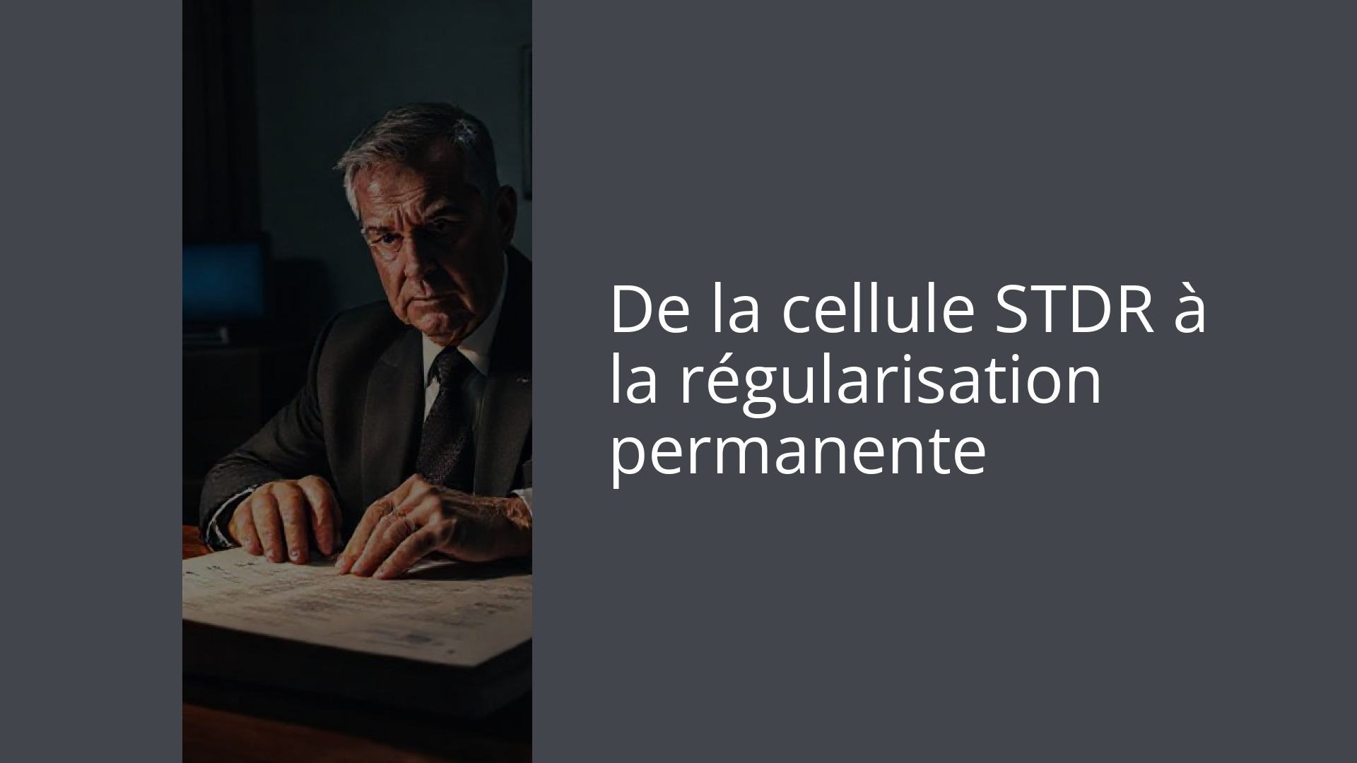 De la cellule STDR à la régularisation permanente