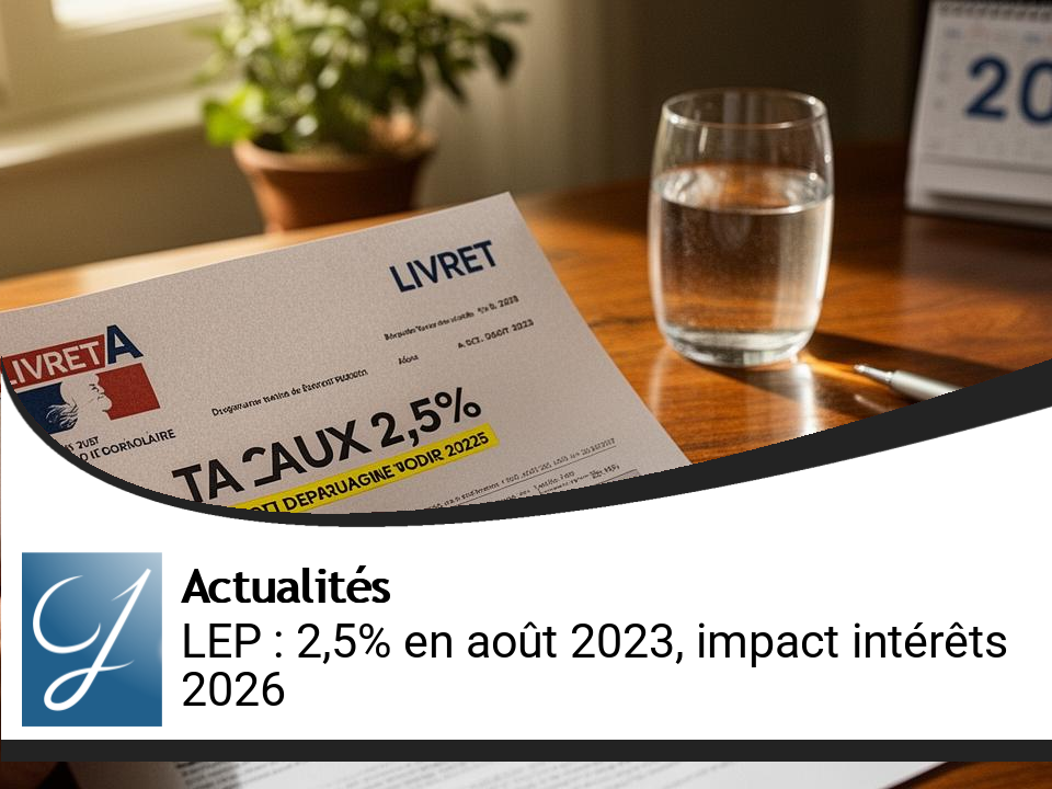 LEP : un taux maintenu à 2,5 % et des intérêts en baisse en 2026