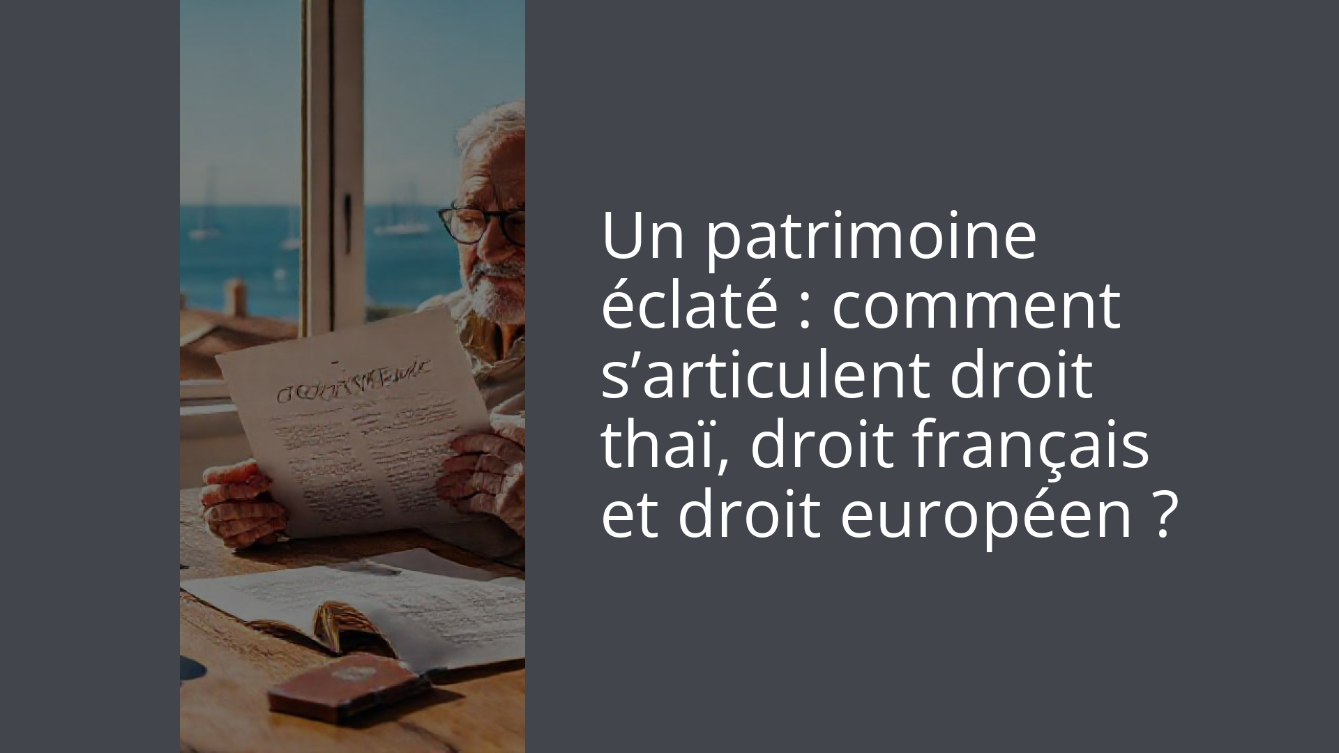 Un patrimoine éclaté : comment s’articulent droit thaï, droit français et droit européen ?
