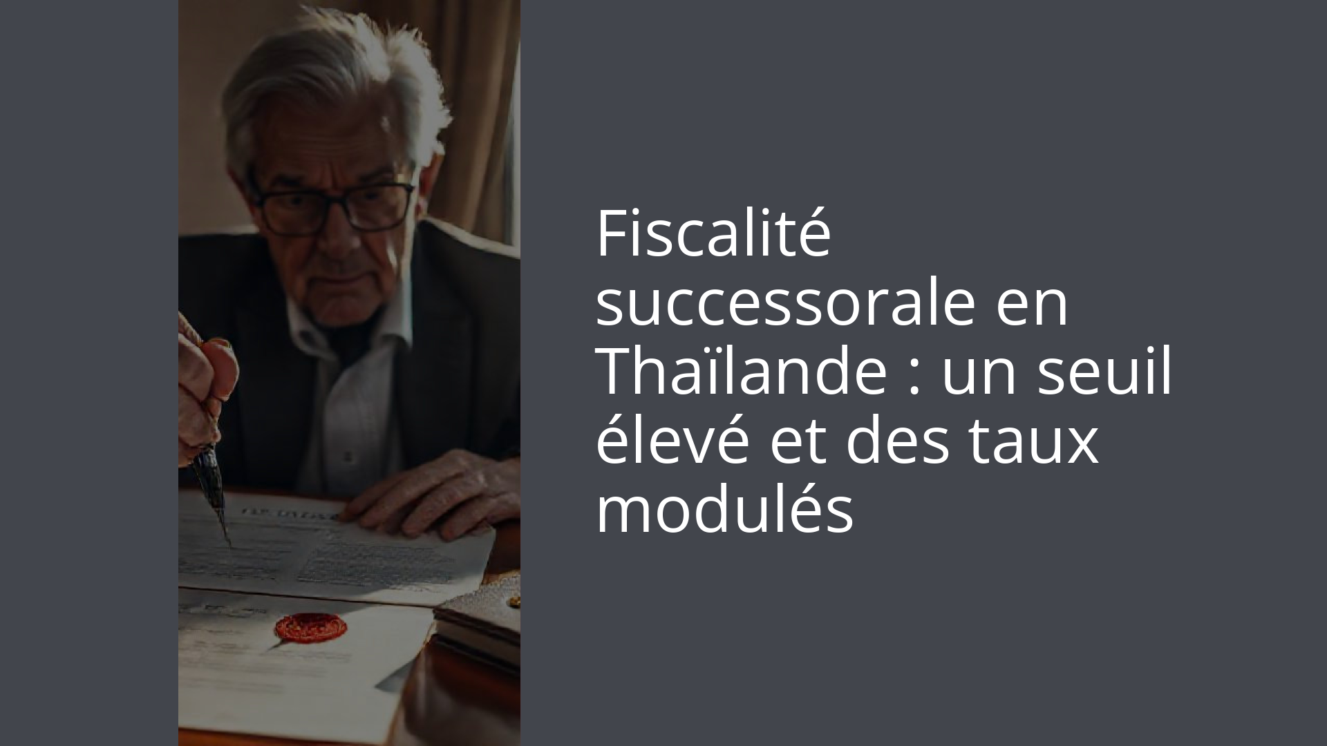 Fiscalité successorale en Thaïlande : un seuil élevé et des taux modulés