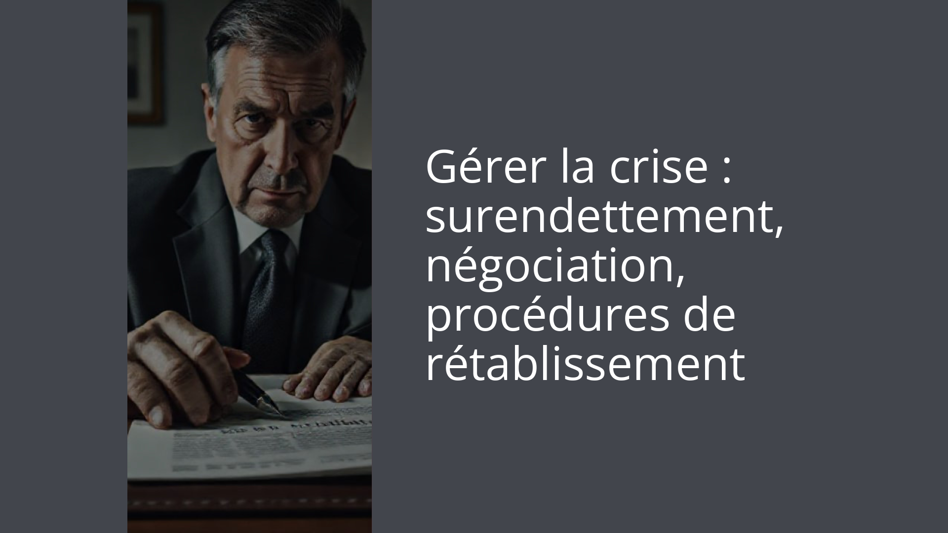 Gérer la crise : surendettement, négociation, procédures de rétablissement