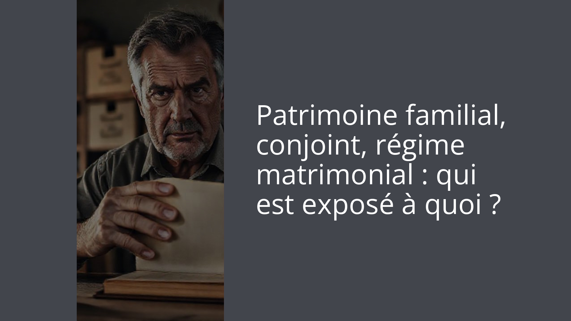 Patrimoine familial, conjoint, régime matrimonial : qui est exposé à quoi ?