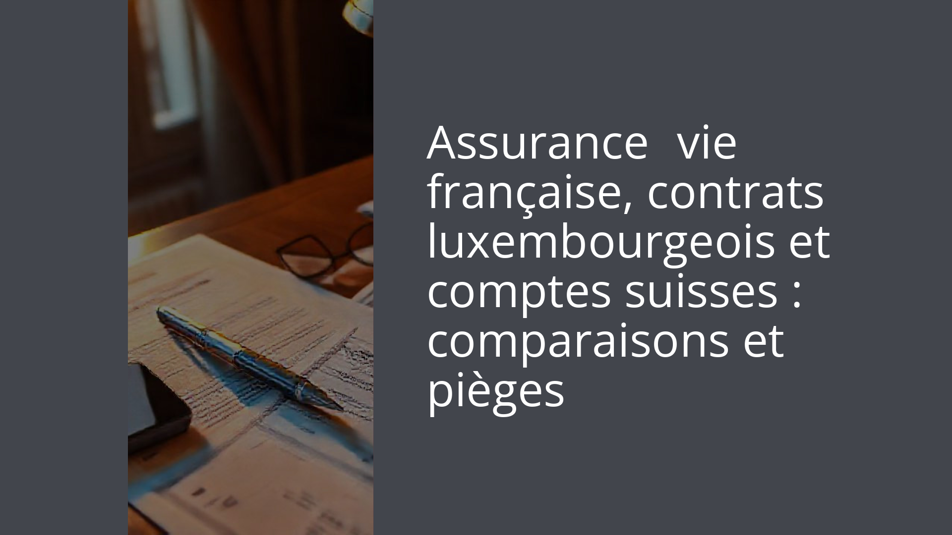 Assurance‑vie française, contrats luxembourgeois et comptes suisses : comparaisons et pièges