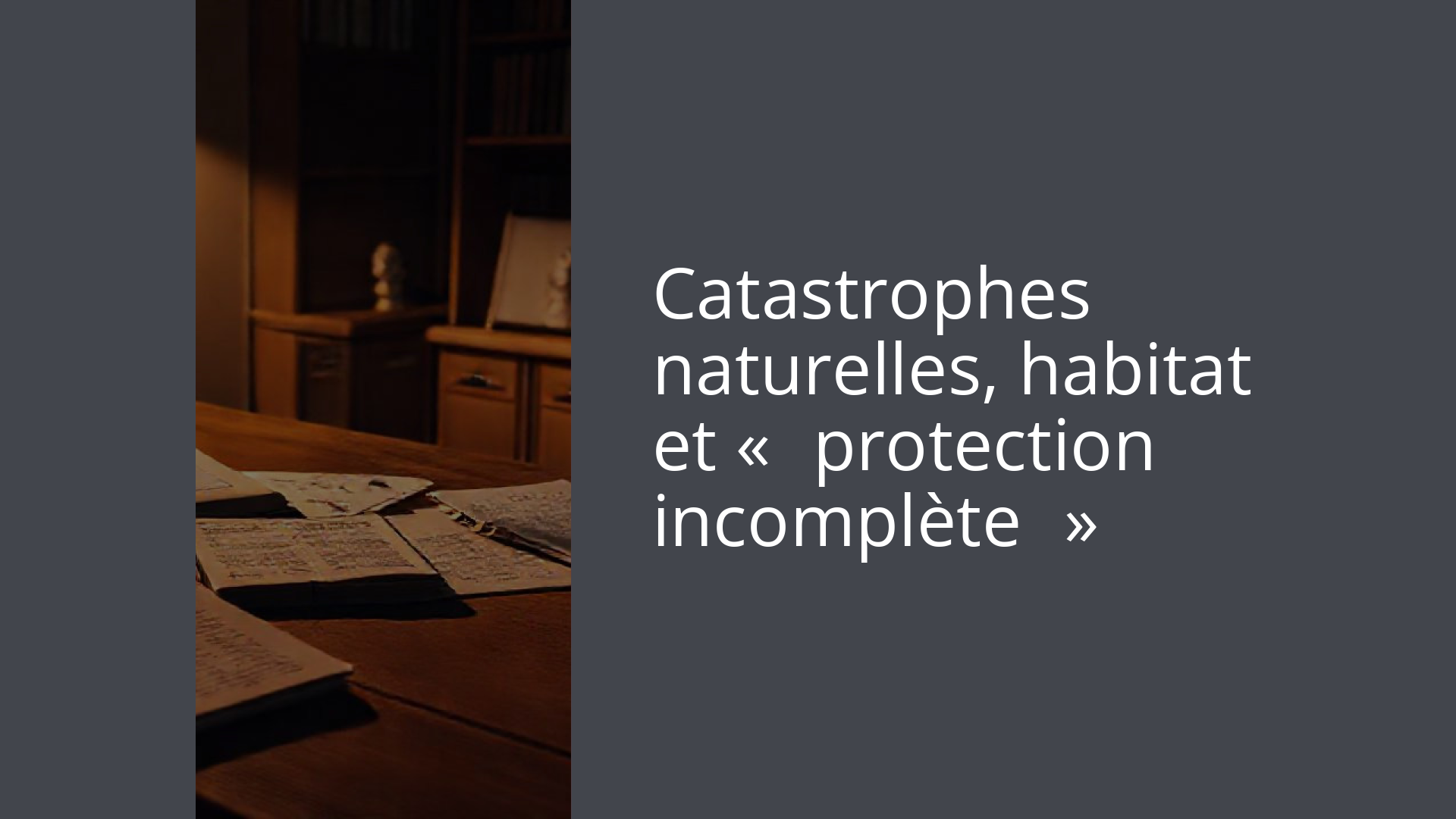 Catastrophes naturelles, habitat et « protection incomplète »