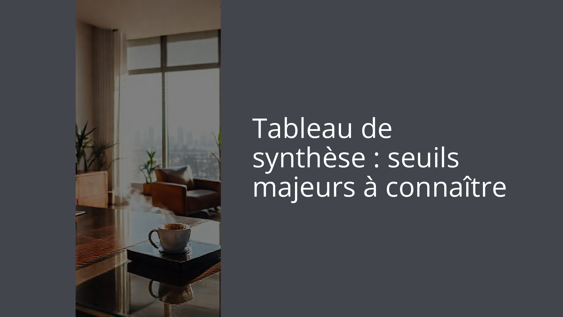 Tableau de synthèse : seuils majeurs à connaître