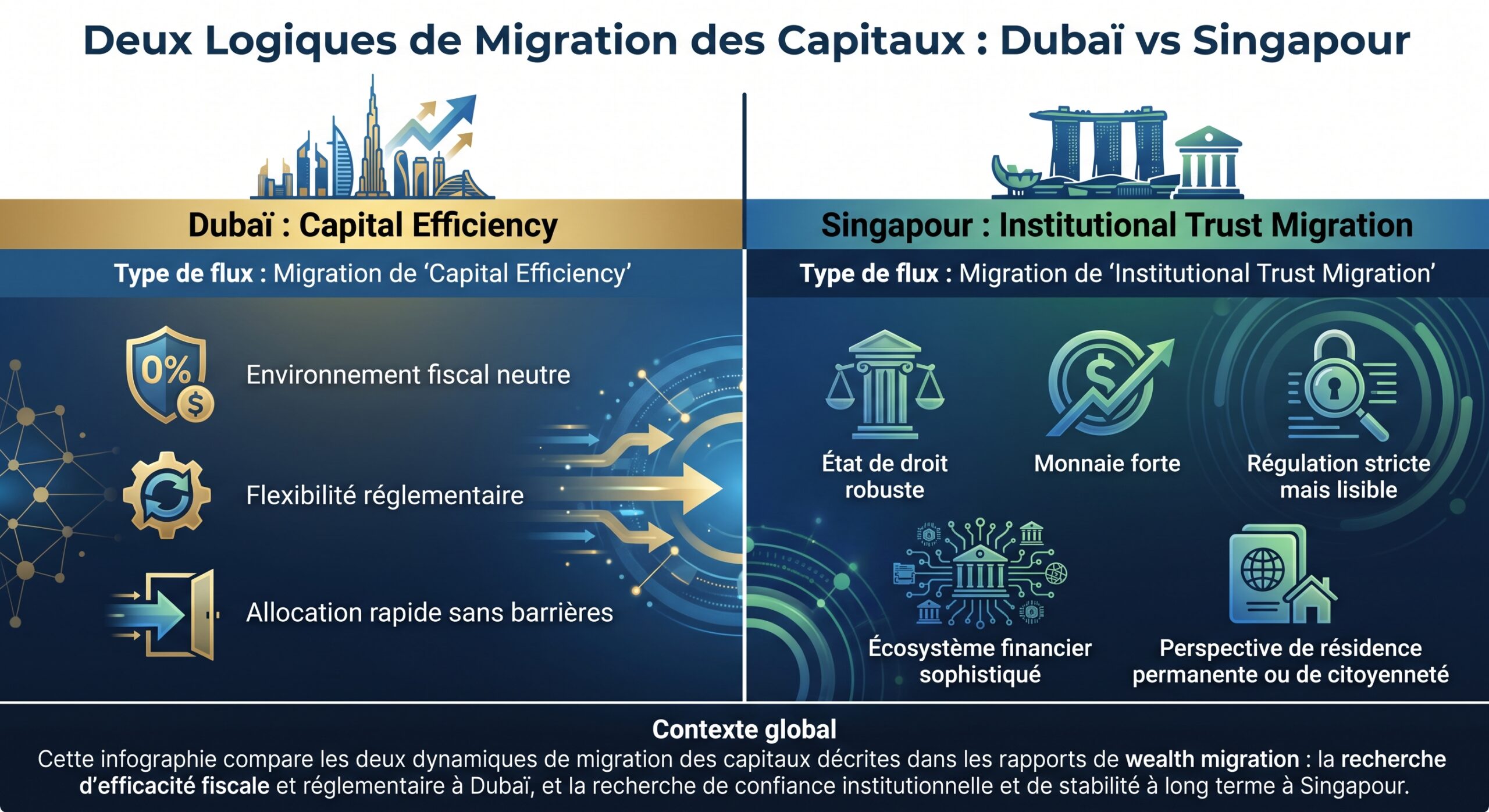 Deux logiques de migration des capitaux : Dubaï vs Singapour
