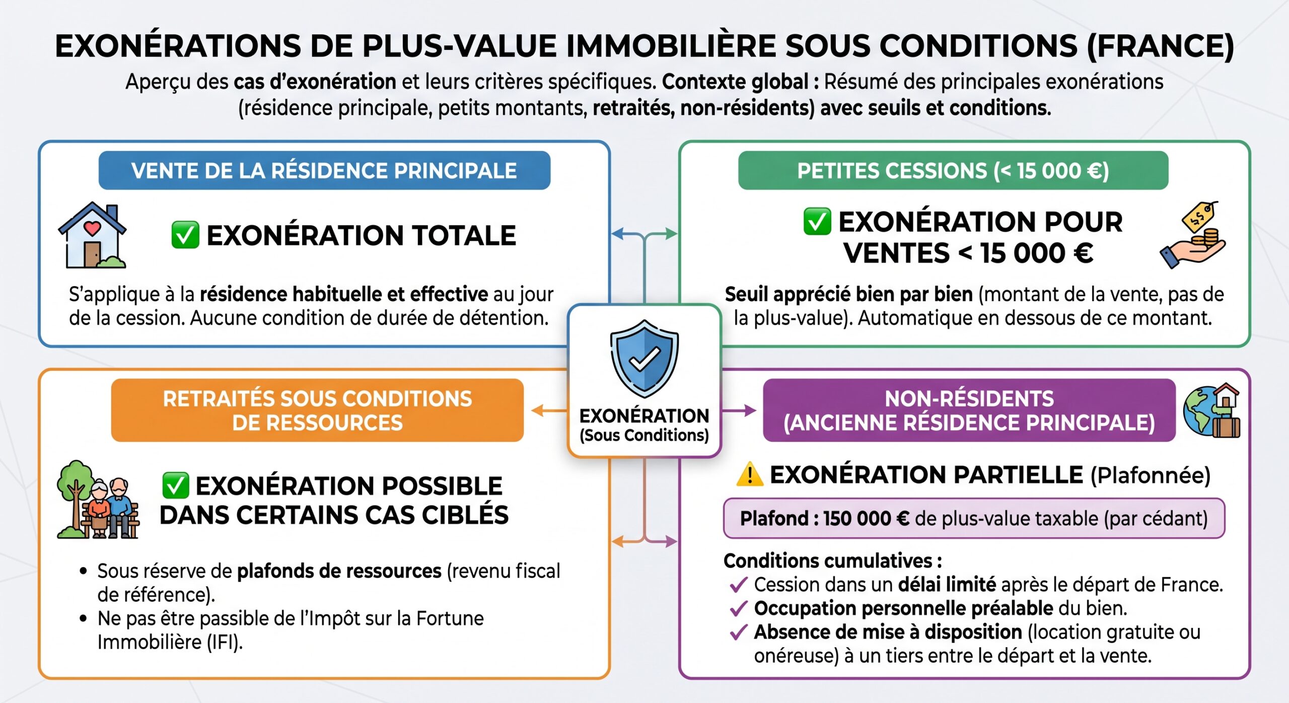 Exonérations de plus-value immobilière sous conditions
