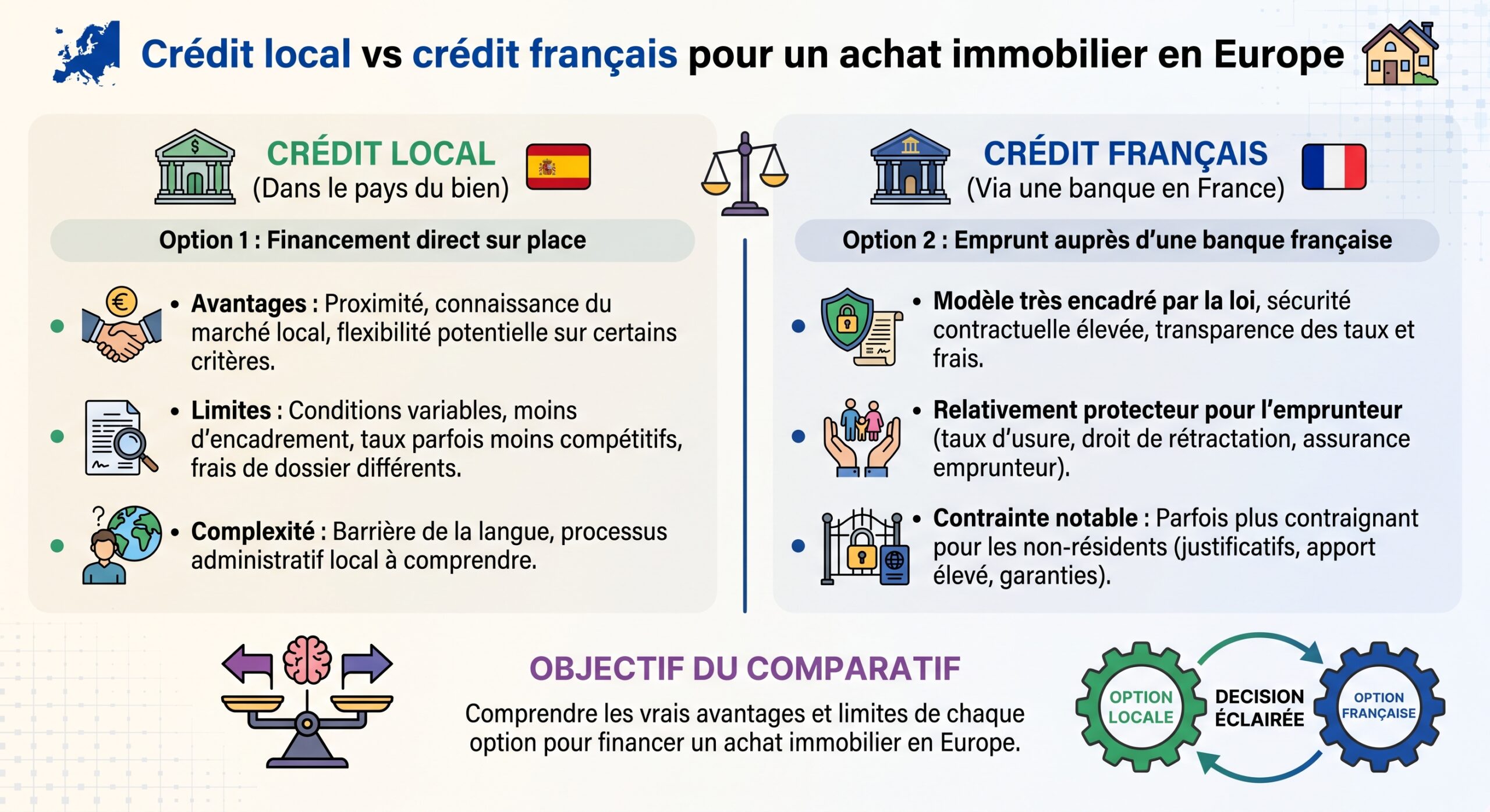 Crédit local vs crédit français pour un achat immobilier en Europe