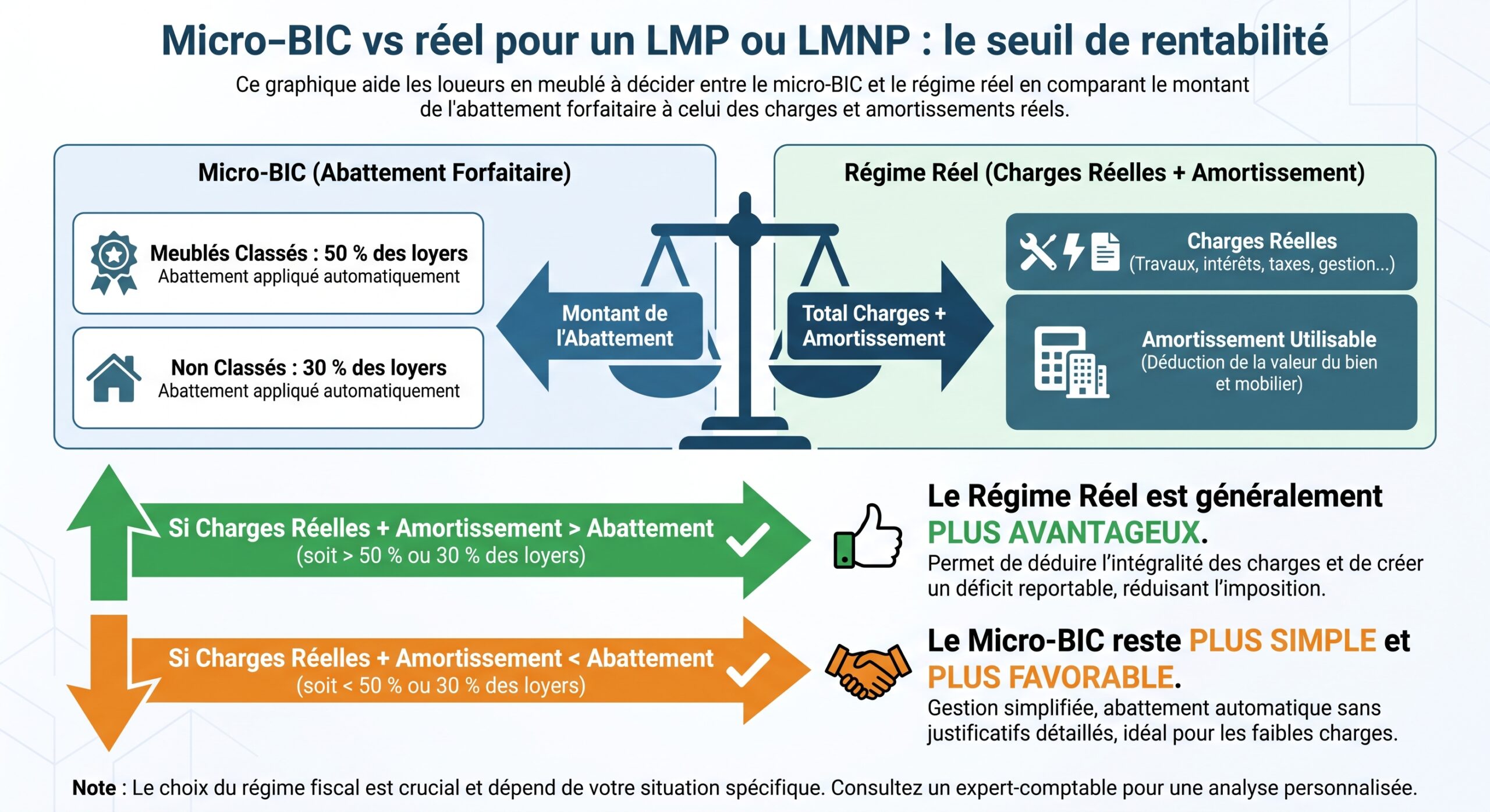Micro-BIC vs réel pour un LMP ou LMNP : le seuil de rentabilité