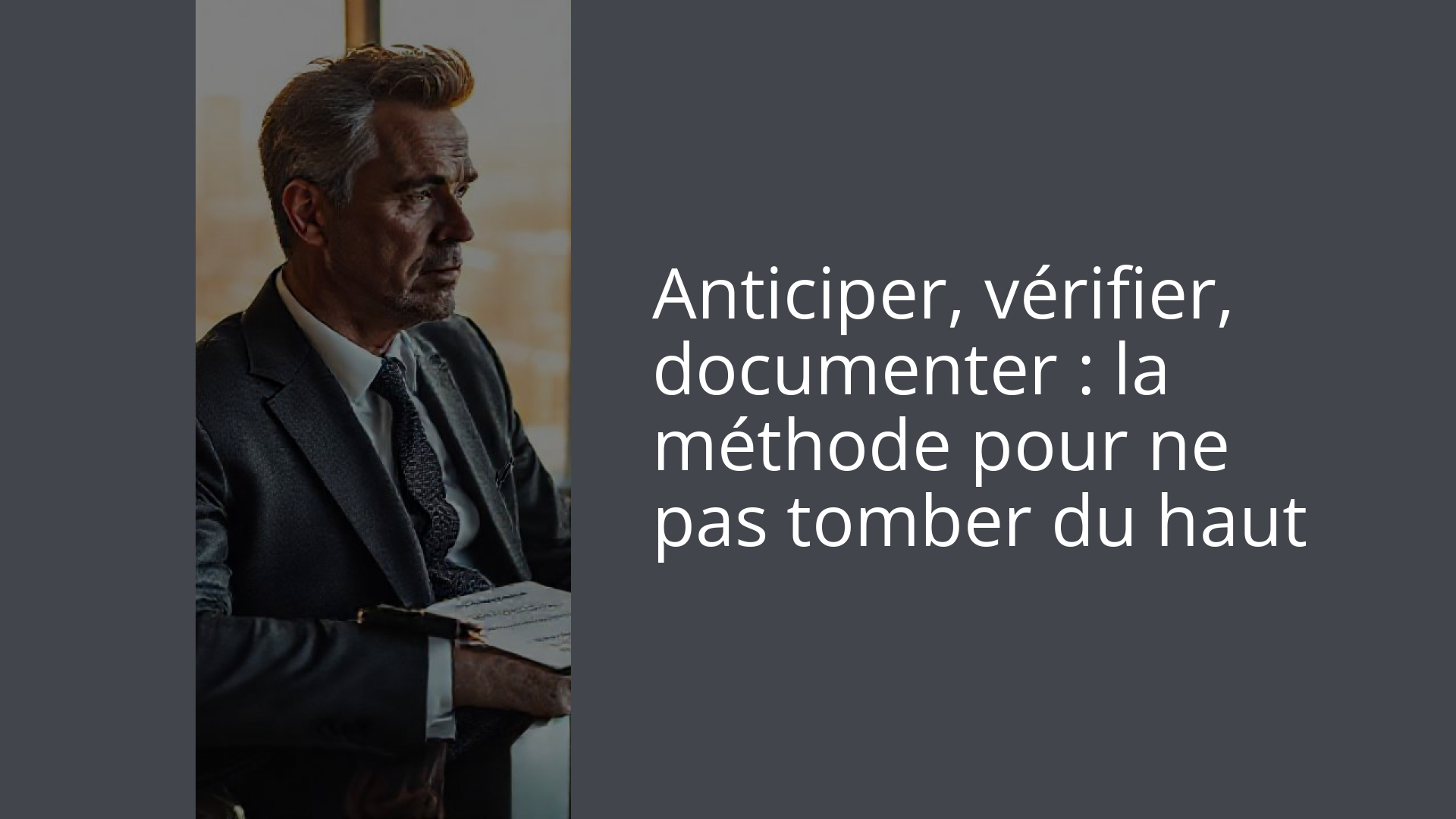 Anticiper, vérifier, documenter : la méthode pour ne pas tomber du haut