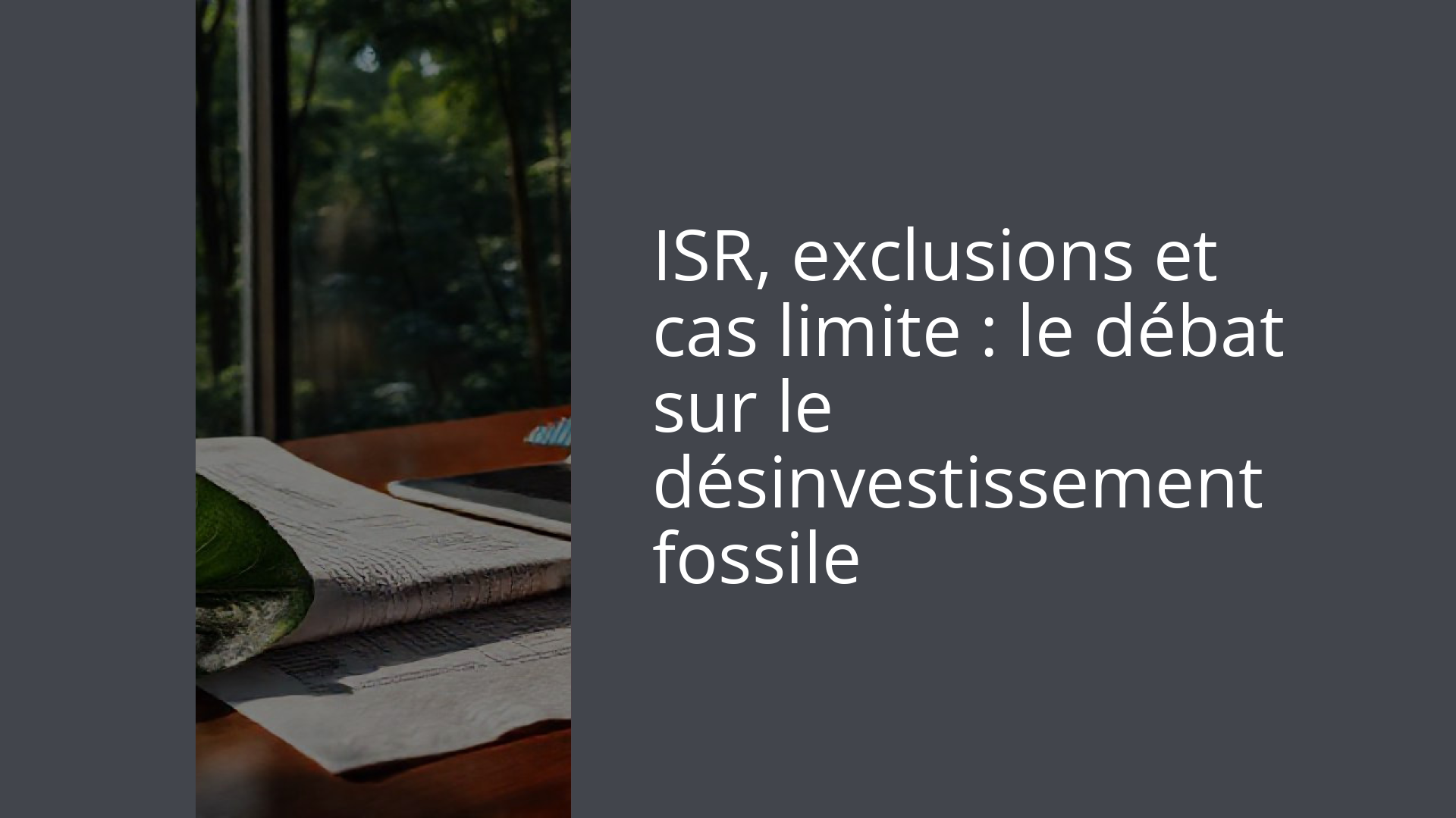 ISR, exclusions et cas limite : le débat sur le désinvestissement fossile