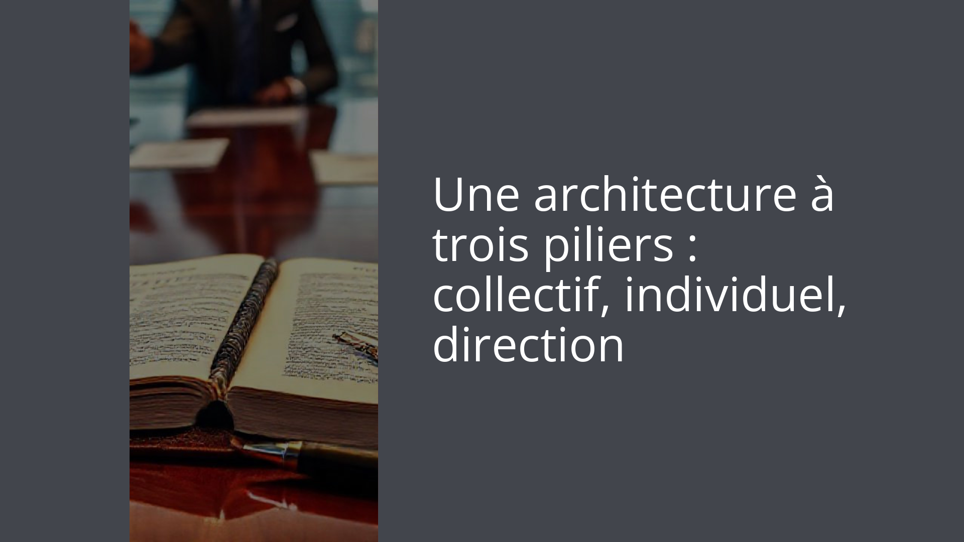 Une architecture à trois piliers : collectif, individuel, direction