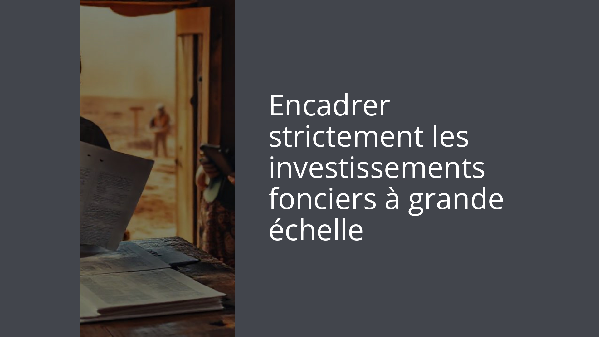 Encadrer strictement les investissements fonciers à grande échelle
