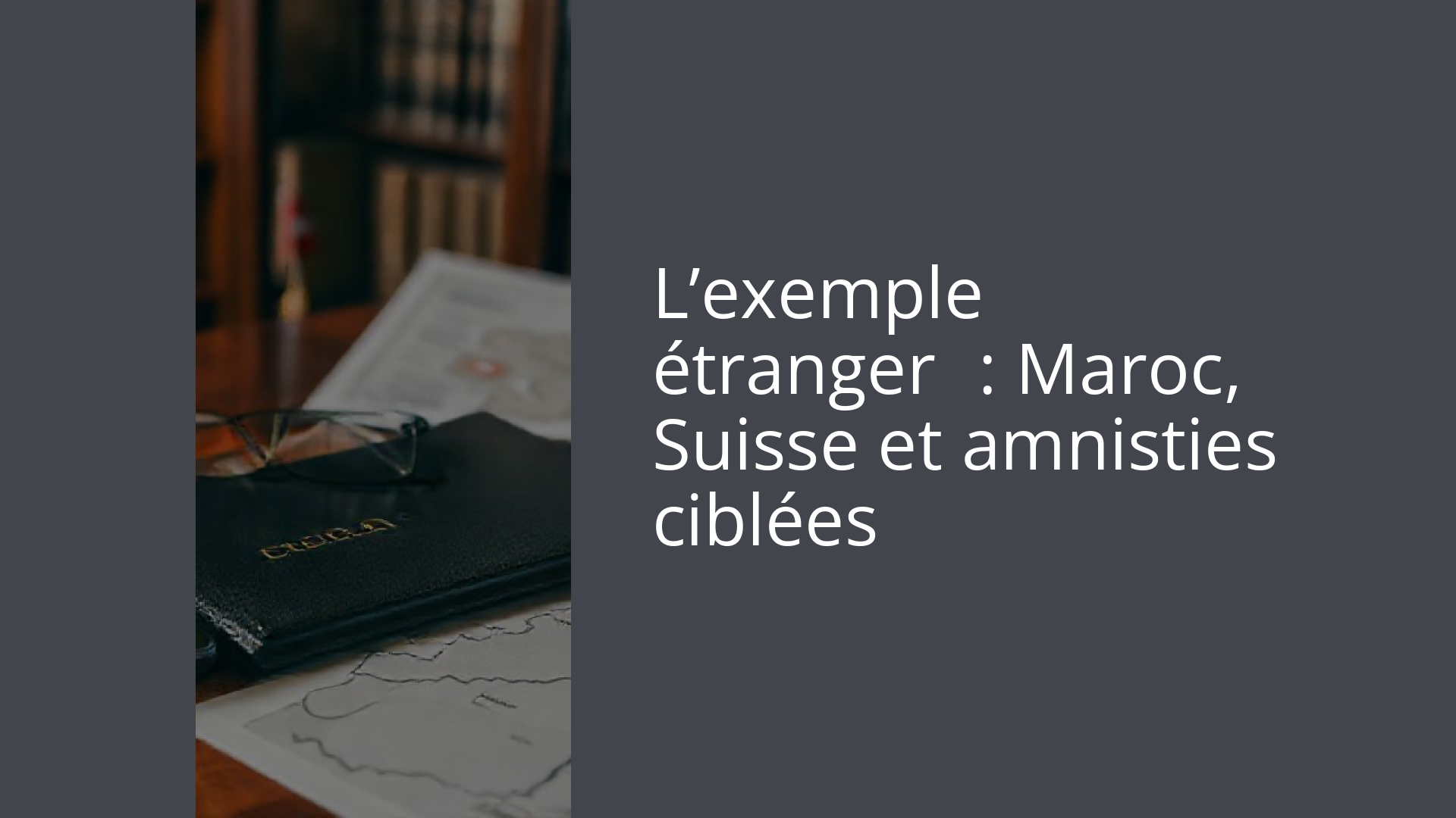 L’exemple étranger : Maroc, Suisse et amnisties ciblées