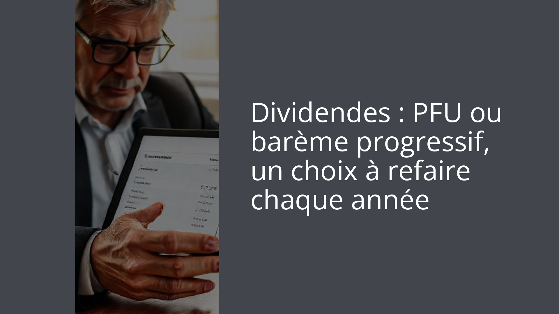 Dividendes : PFU ou barème progressif, un choix à refaire chaque année