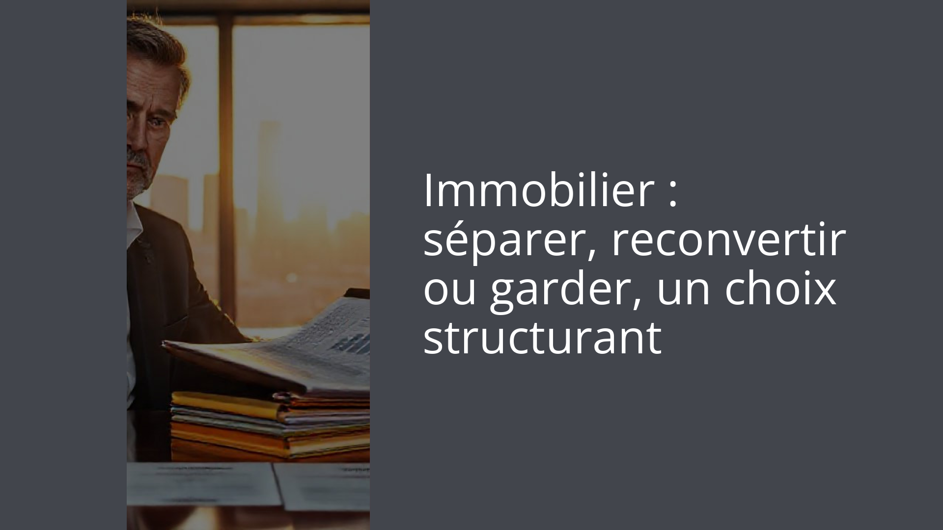 Immobilier : séparer, reconvertir ou garder, un choix structurant