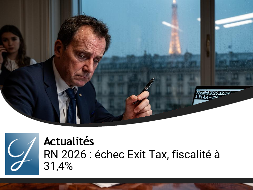 Alourdissement de l’Exit Tax à 31,4 % et revers politique du RN