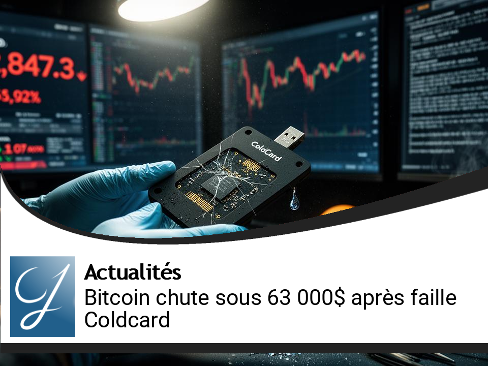 Bitcoin : Plongée sous 63 000$ suite à une faille des portefeuilles Coldcard