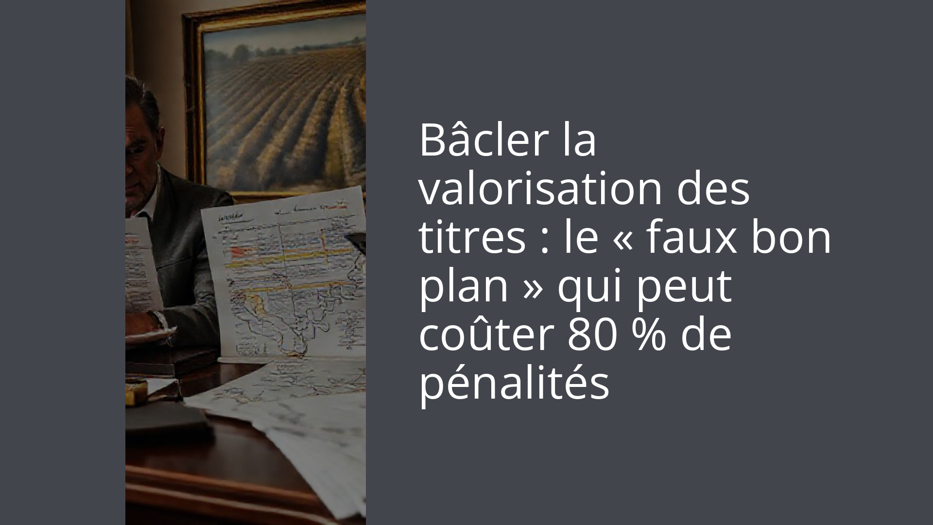 Bâcler la valorisation des titres : le « faux bon plan » qui peut coûter 80 % de pénalités