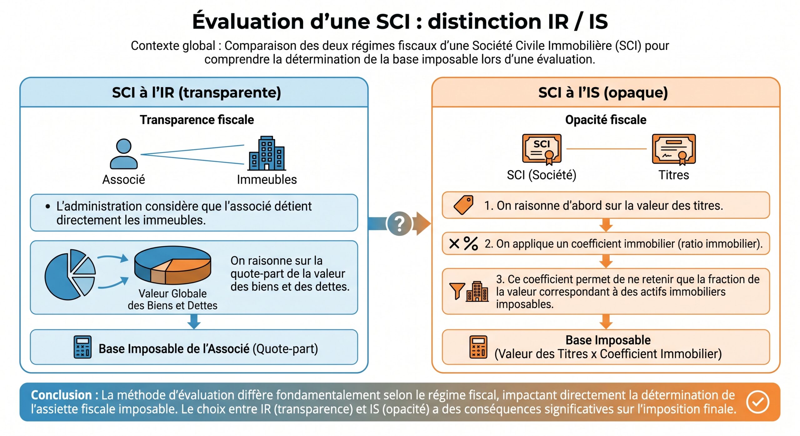 Évaluation d’une SCI : distinction IR / IS
