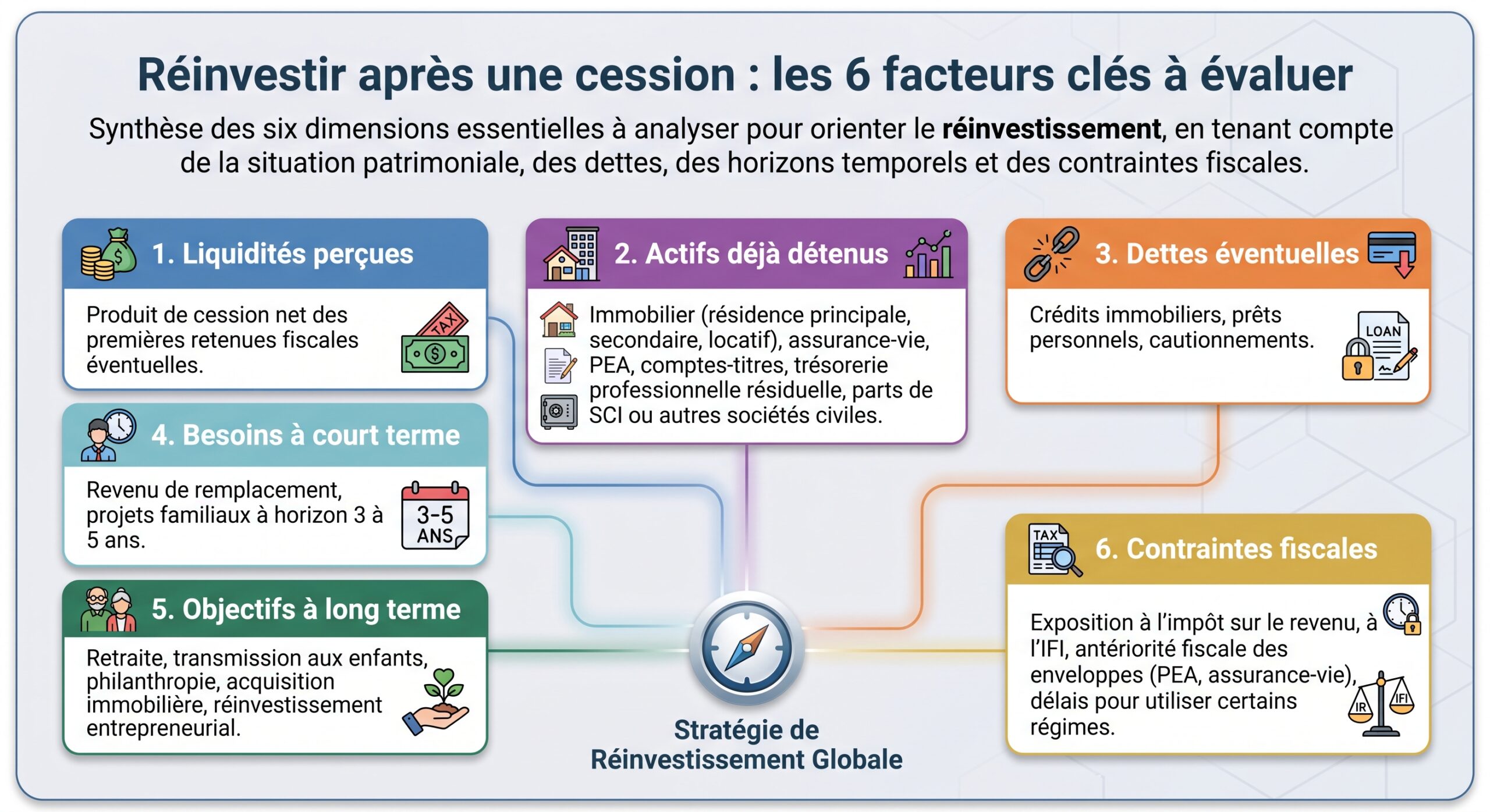 Réinvestir après une cession : les 6 facteurs clés à évaluer