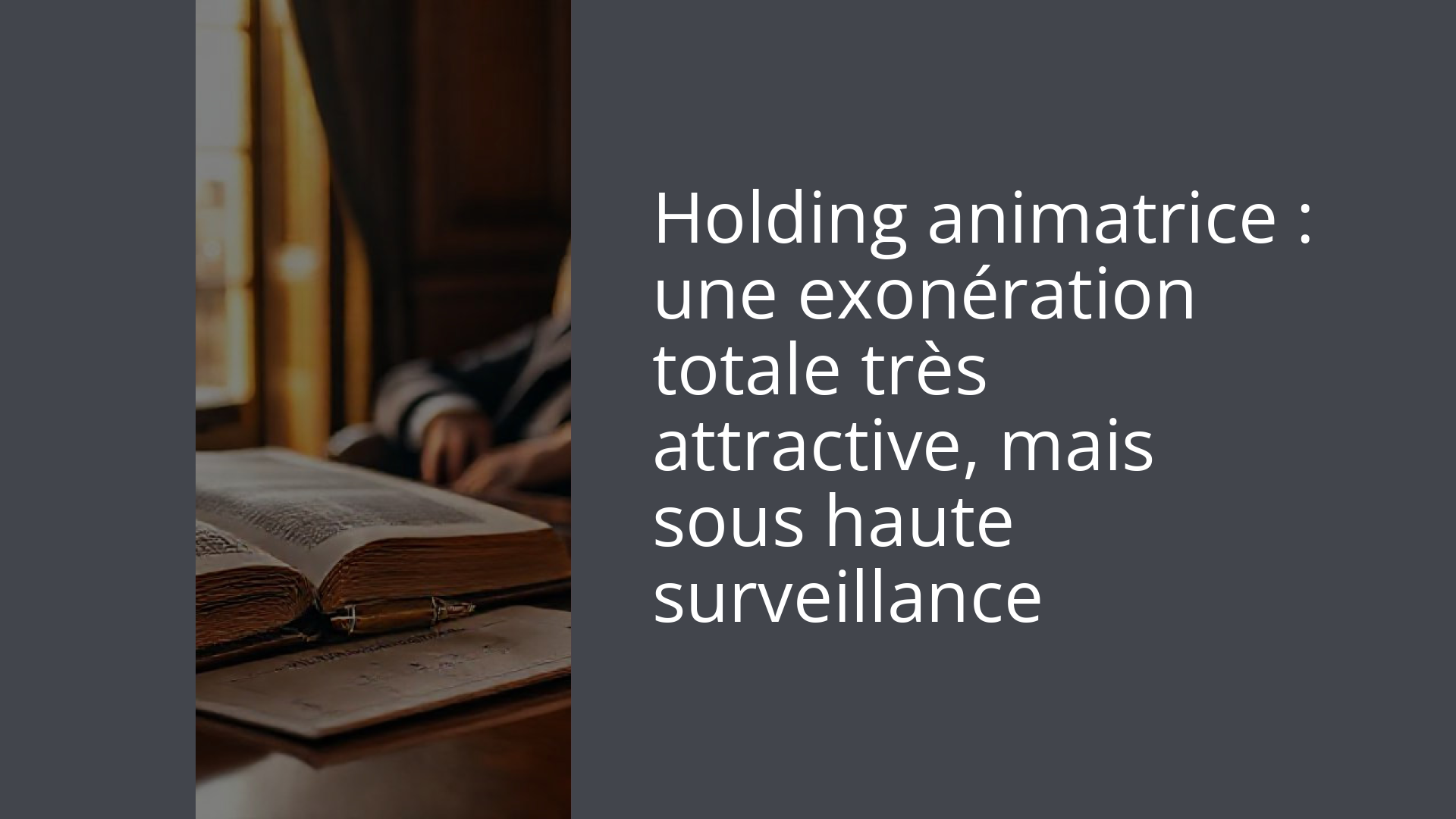 Holding animatrice : une exonération totale très attractive, mais sous haute surveillance
