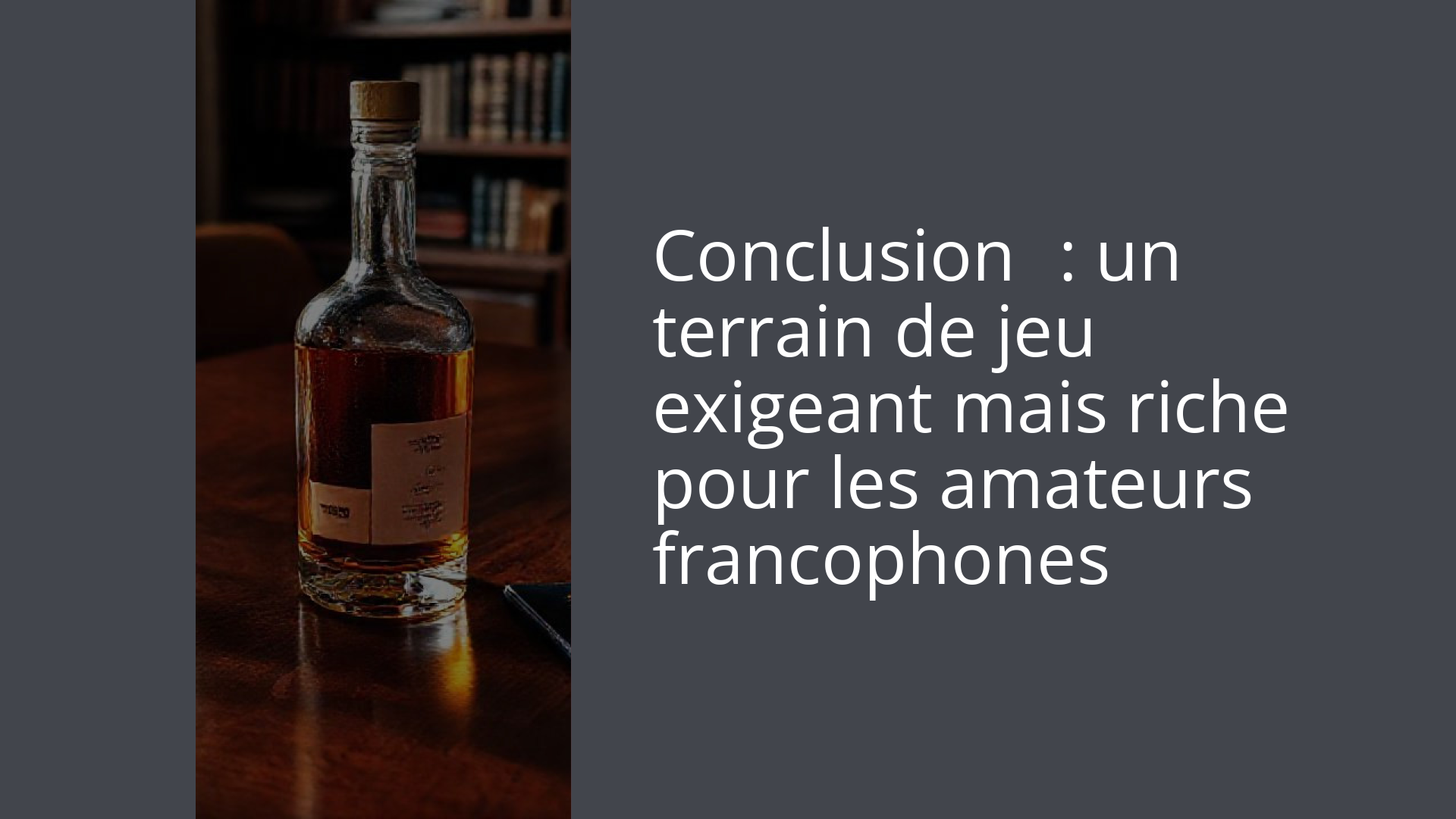 Conclusion : un terrain de jeu exigeant mais riche pour les amateurs francophones