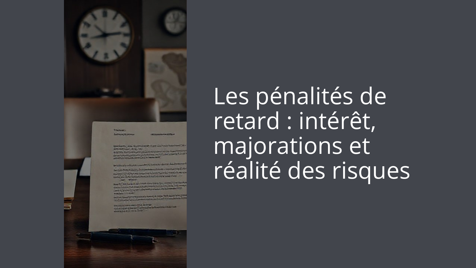 Les pénalités de retard : intérêt, majorations et réalité des risques