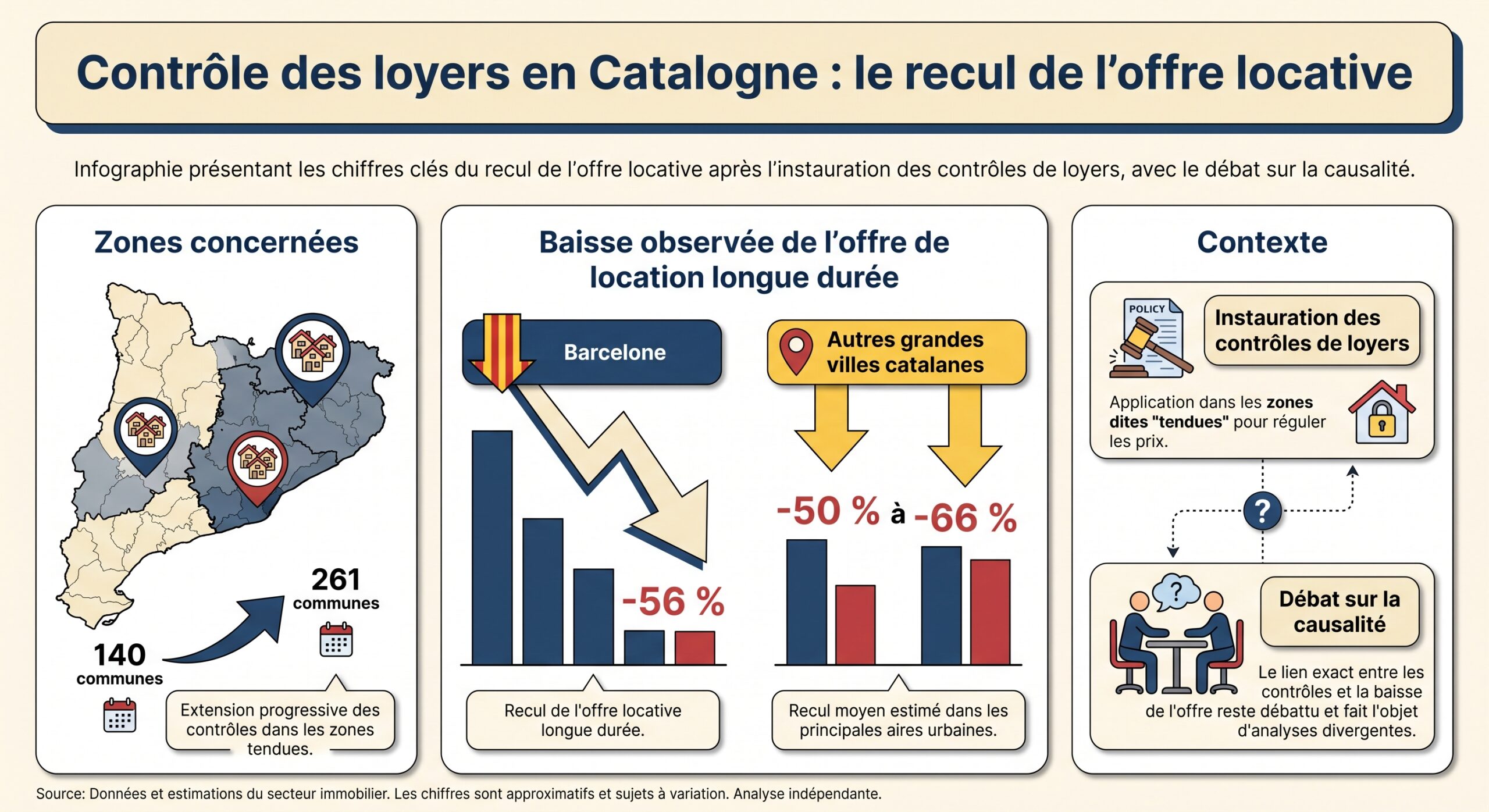 Contrôle des loyers en Catalogne : le recul de l’offre locative