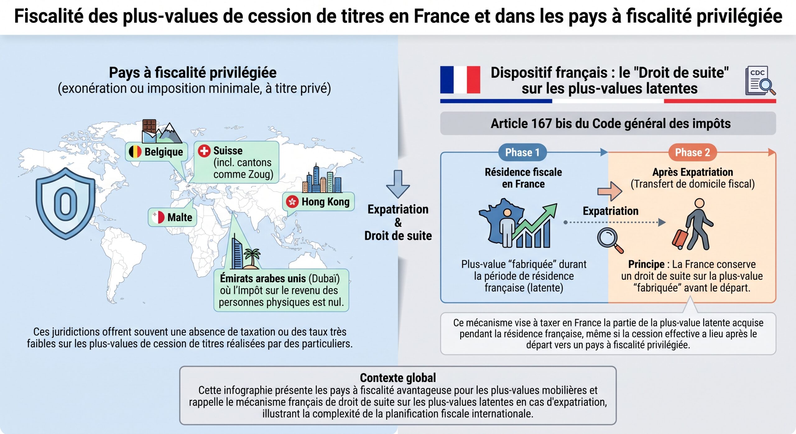 Fiscalité des plus-values de cession de titres en France et dans les pays à fiscalité privilégiée