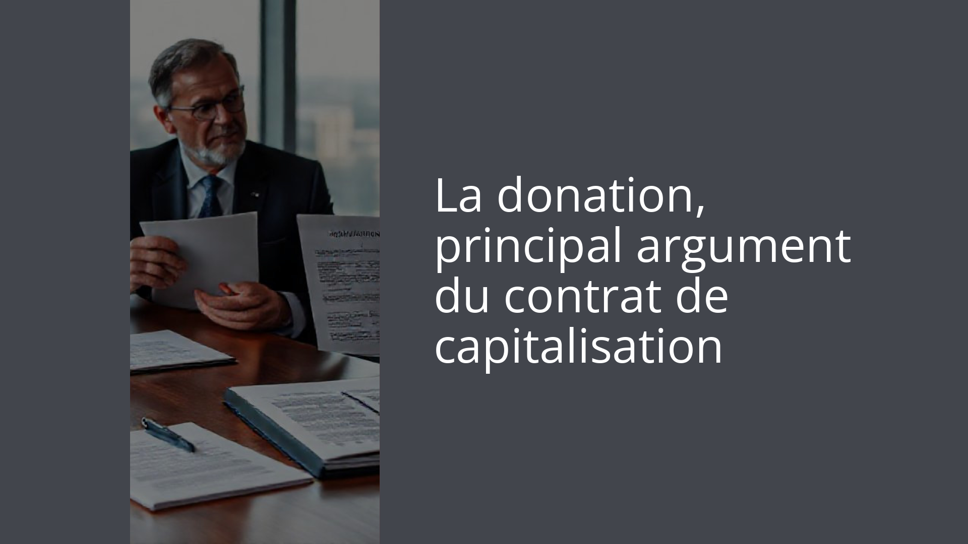 La donation, principal argument du contrat de capitalisation