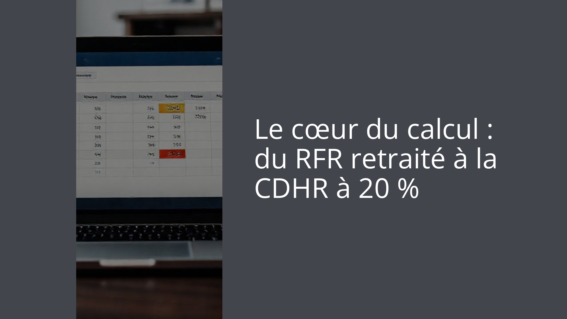 Le cœur du calcul : du RFR retraité à la CDHR à 20 %