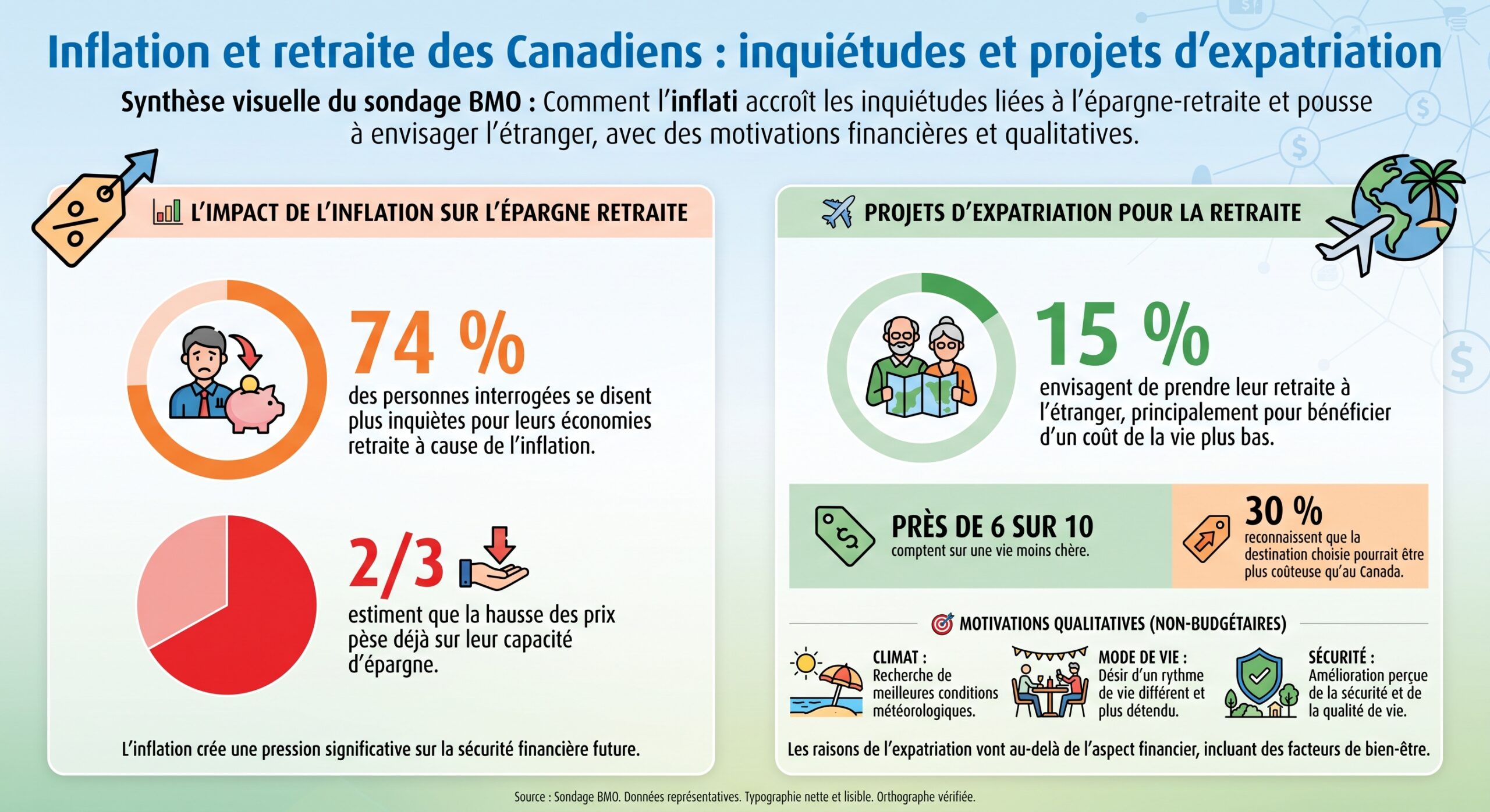 Inflation et retraite des Canadiens : inquiétudes et projets d'expatriation