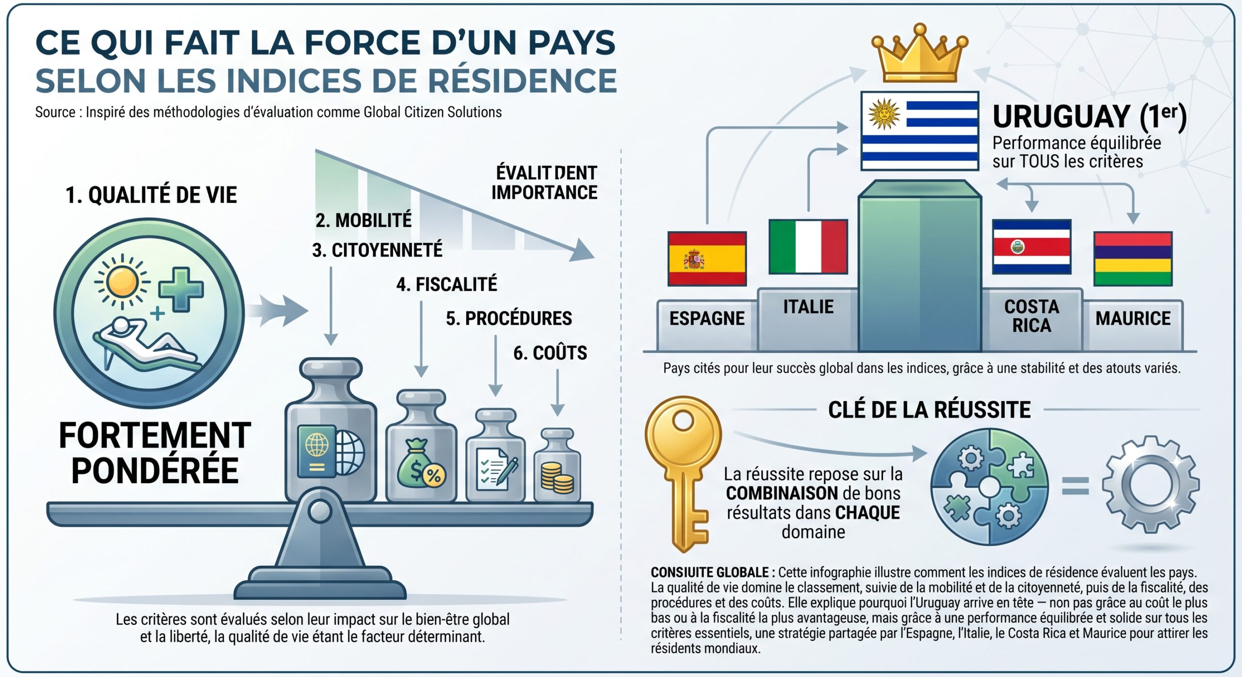 Ce qui fait la force d'un pays selon les indices de résidence
