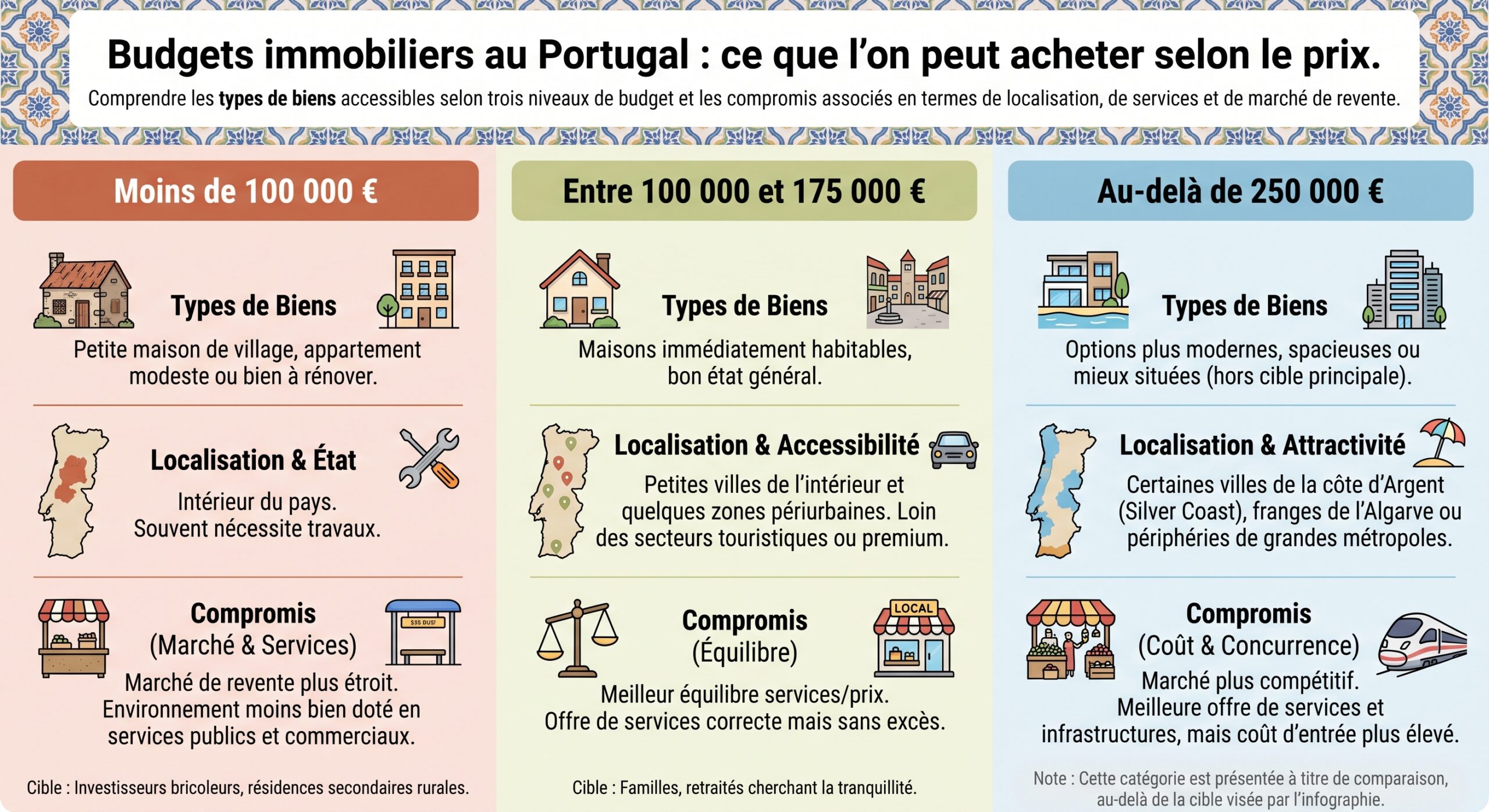 Budgets immobiliers au Portugal : ce que l’on peut acheter selon le prix