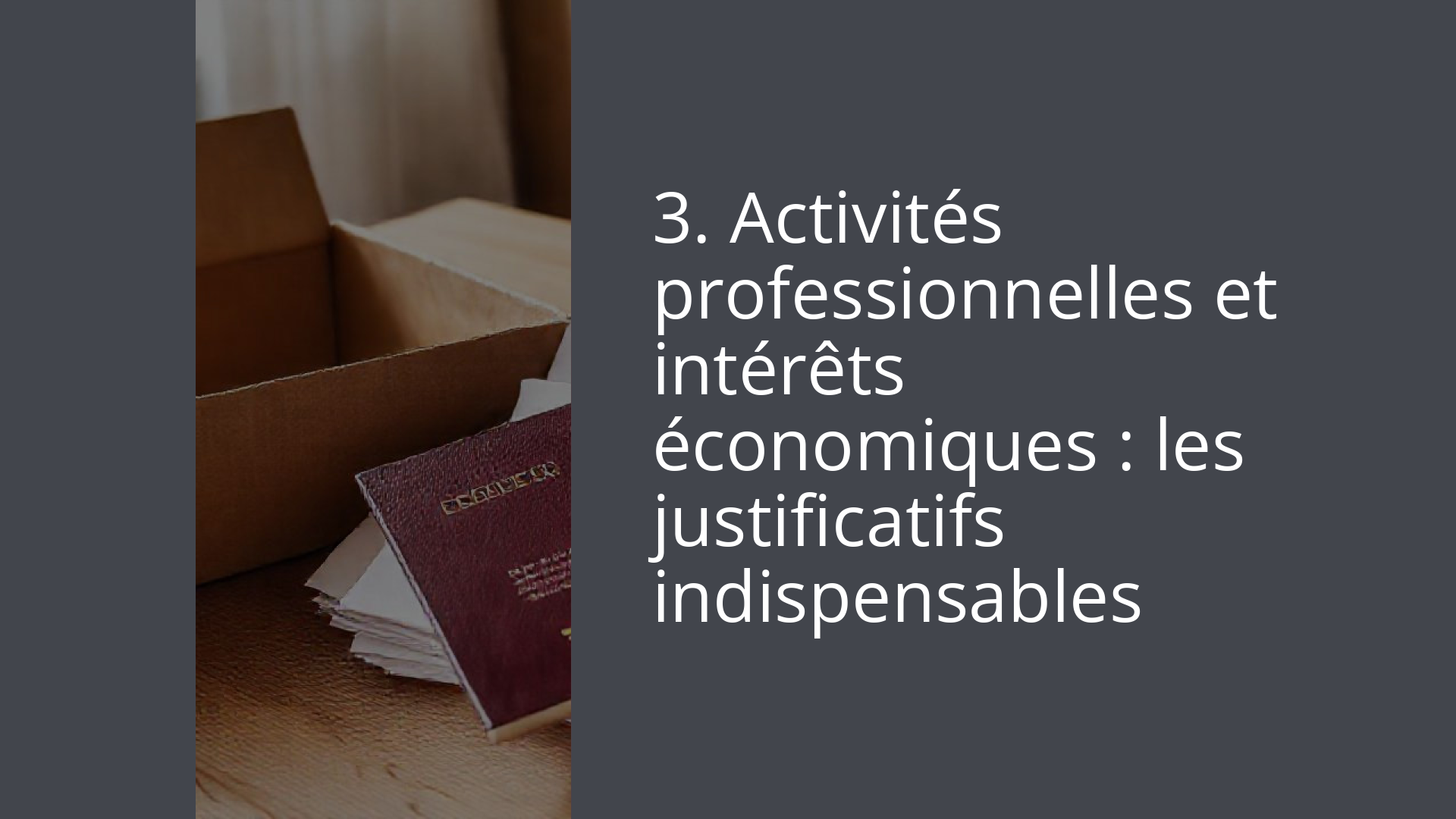 3. Activités professionnelles et intérêts économiques : les justificatifs indispensables