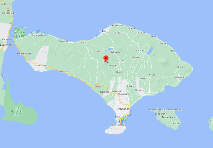 Carte de l'île de Bali (source : Google Map)