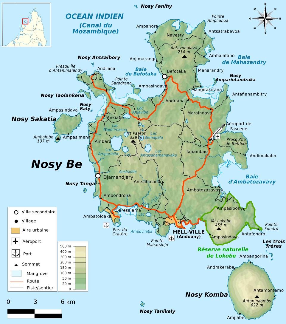 Carte de l'île de Nosy Be