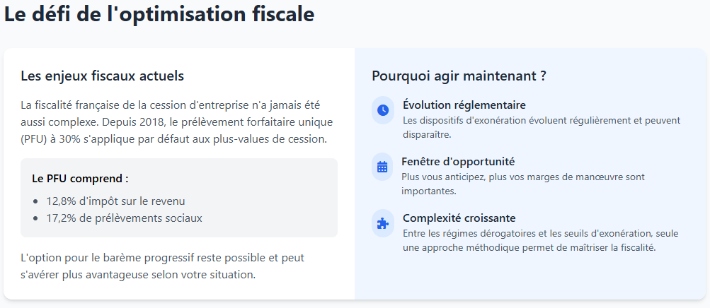 Les défis de l'optimisation fiscale lors de la cession d'entreprise Les défis de l'optimisation fiscale lors de la cession d'entreprise